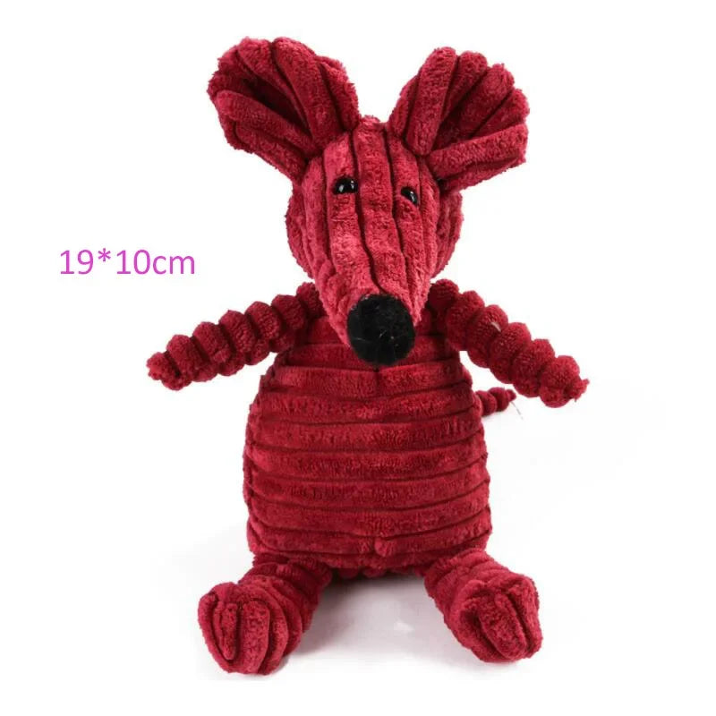 Plush Dog Toy Animals Shape Bite Resistant Squeaky Toys Corduroy Dog Toys for Small Large Dogs Puppy Pets Training Accessories Good Vibrations