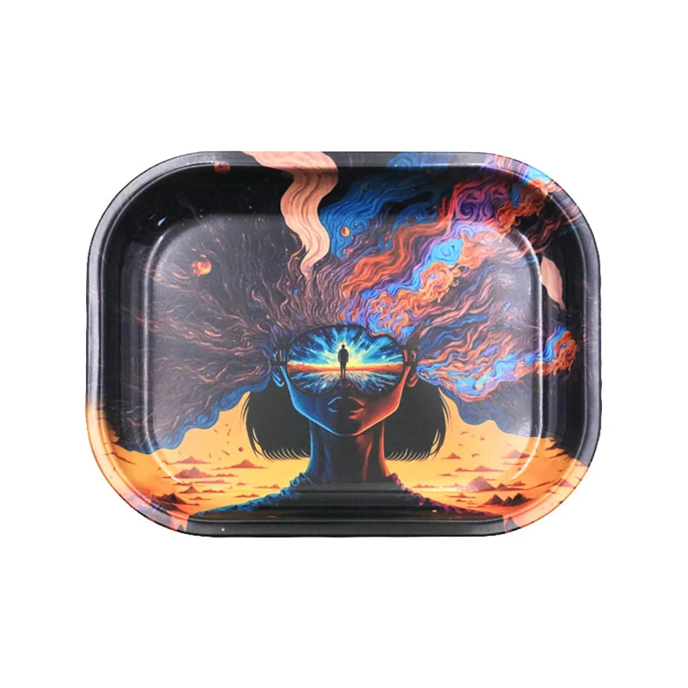 Cigar Hand Roll Tinplate Tray Ashtray Metal Rolling Tray Smoking Accessories Home Party Gifts for Men Women Good Vibrations Adult Super Store