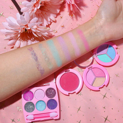 Girls Real Makeup Kit Washable Princess Play Makeup Set Kids Toys Safe Non Toxic Girls Pretend Play Birthday for Kids Gifts Good Vibrations