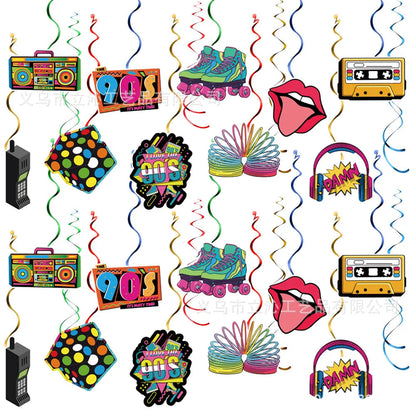 80s 90s Party Decorations Retro 1980s 1990s Hip Hop Party Hanging Swirls Ceiling Decor for Adults Back to The 80s 90sParty Good Vibrations