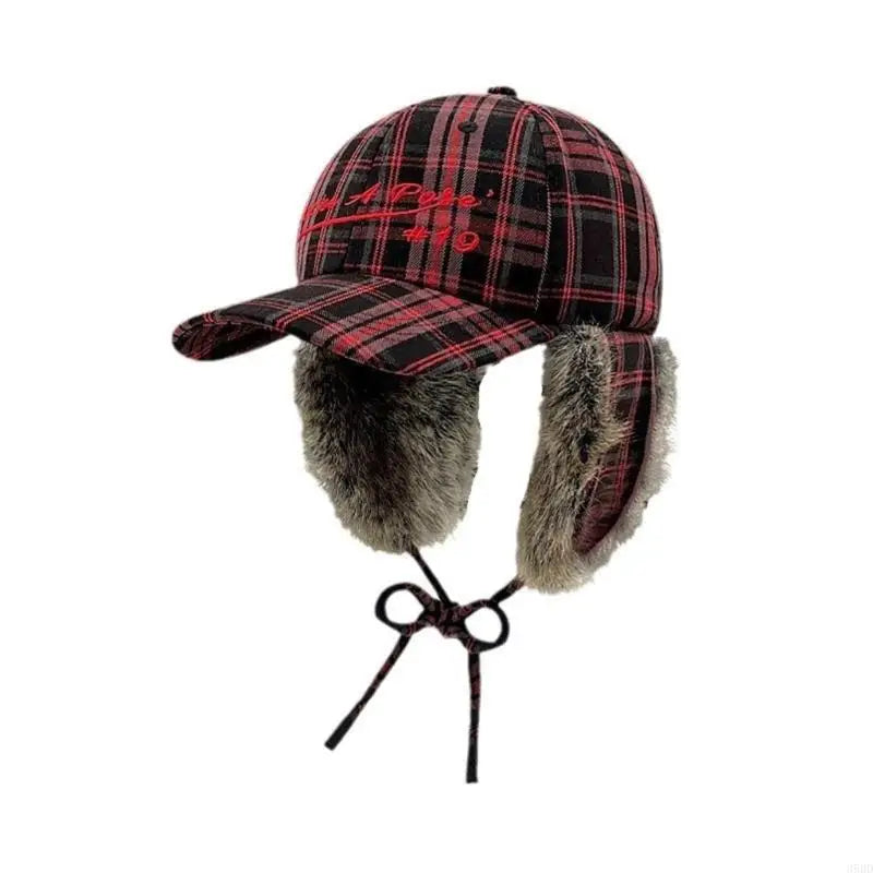 652F Women Baseball Hat 2000s Plush Earflap Fun Furry Hat for Idol Concert Shows Embroidery Caps for Adults Good Vibrations