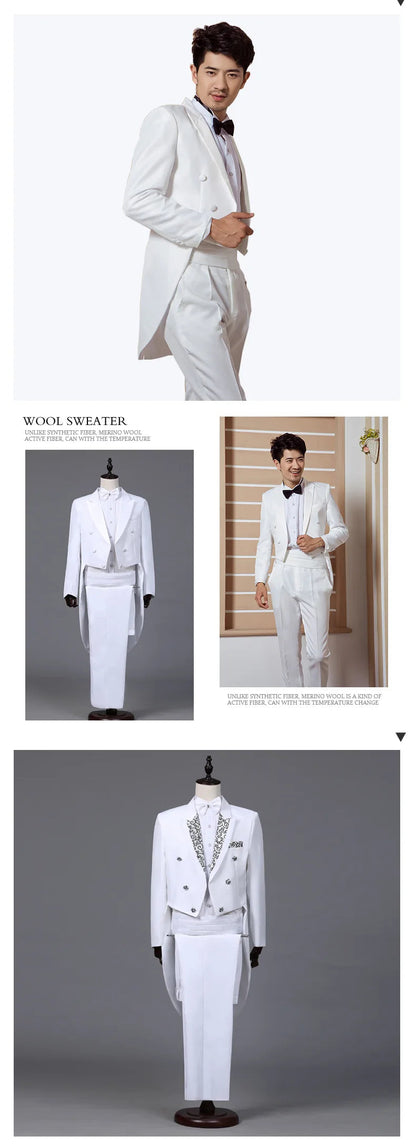 2024  Bent Flower Red/black /white Men's Dress Tuxedo Set Two-pieces,magician's Stage Performance, Conductor's Blazer Jacket Good Vibrations