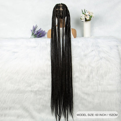 KIMA 60 inches Full Lace Braided Wigs Synthetic Lace Wigs Braided Wigs Crochet Wigs Faus Locs Braided Wigs for Black Women Good Vibrations
