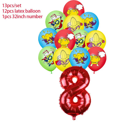 Superzings Birthday Party Decoration Balloon Banner Cake Topper SuperthingsTableware Birthday Party Supplies Baby Shower Good Vibrations