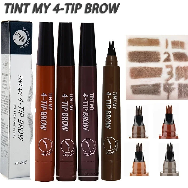 4D Microblading Eyebrow Pen 4 Forks Tip Eyebrow Tattoo Pencil Long Lasting Fine Sketch Liquid Eye Brow Make Up Good Vibrations