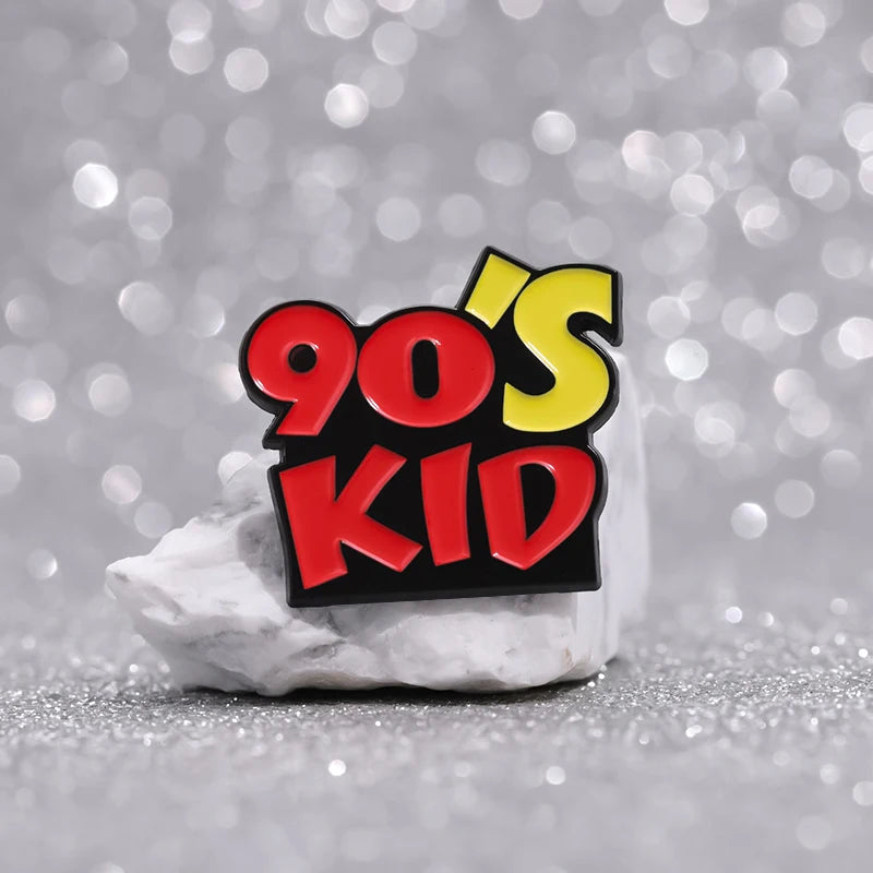 90s Baby Funny Slogans Enamel Pin Nostalgia 90s Kids Collected Brooches Lapel Backpack Badge Best Gifts Jewelry For Friends Good Vibrations