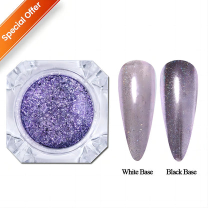 NICOLE DIARY Moonlight Mirror Nail Powder Aurora Silver Glitter Metallic Effect UV Gel Polish Pigment Chrome DIY Nail Decoration Good Vibrations