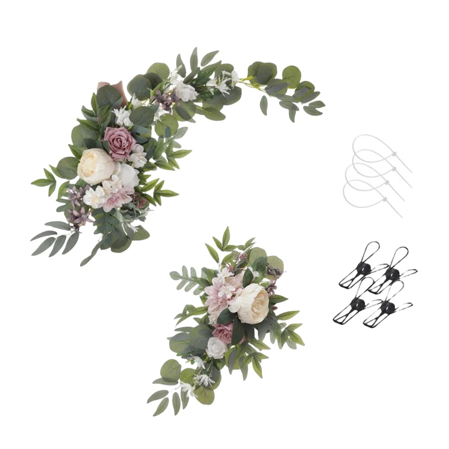 Large 2Pcs Artificial Flower Swag Floral Swag Garland Wedding Arch Flowers Kit for Sign Rustic Artificial Floral Swag Arch Decor Good Vibrations