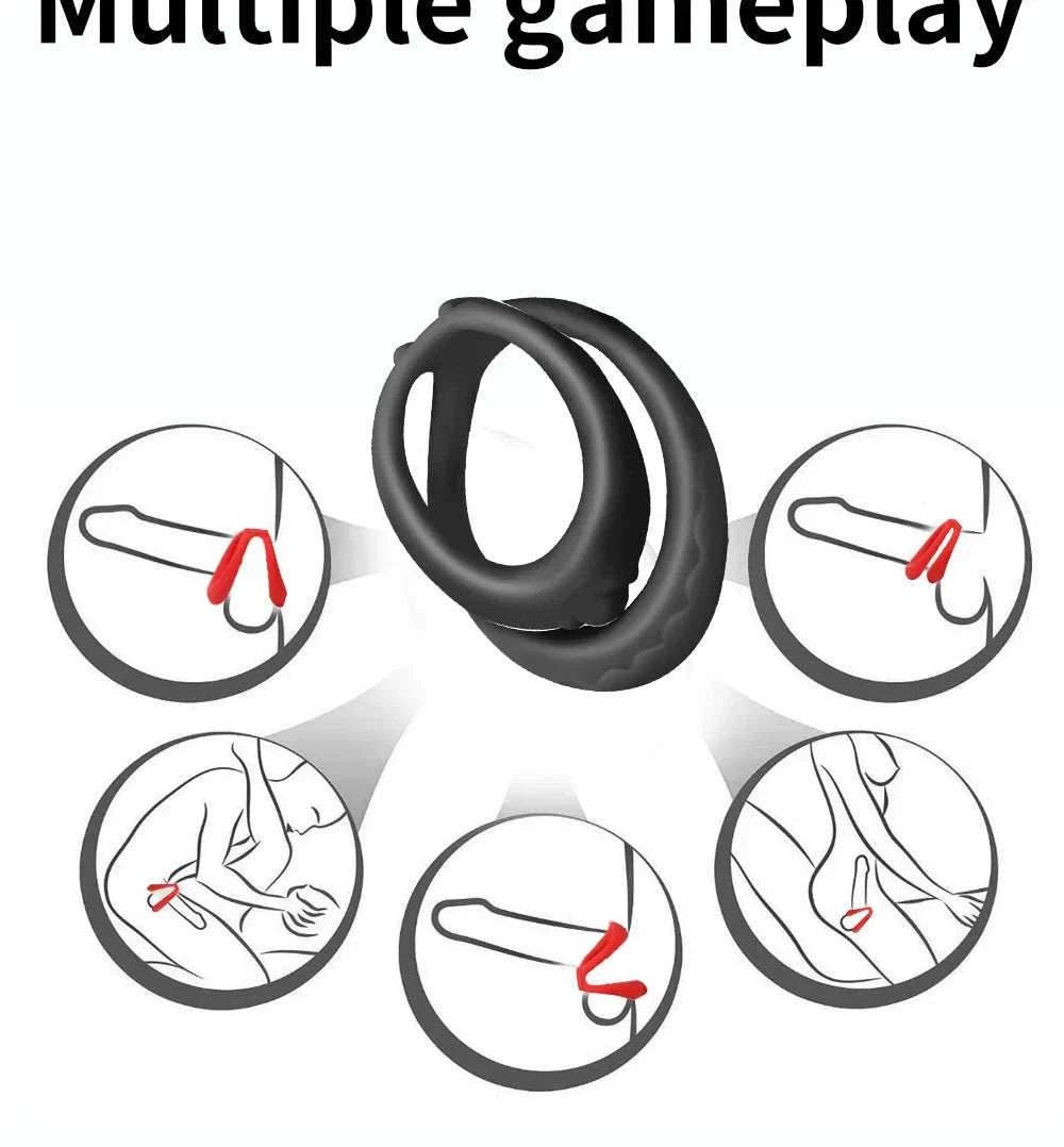 Semen lock ring male masturbator with multiple usages diagram.