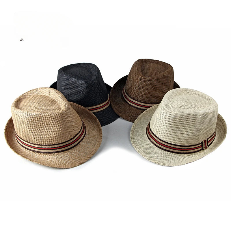 Women Beach Hats in Spring Summer British European and American Jazz Hats Men Fedoras Straw Hats Outdoor Travel Bucket Sun Hats Good Vibrations