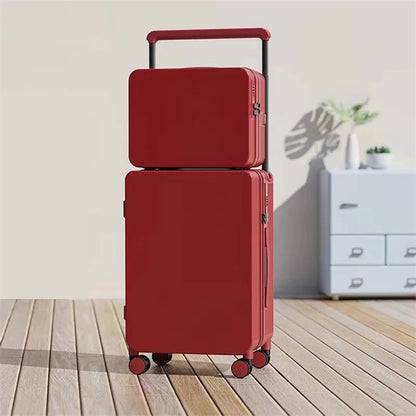 20+14"24+14" Luggage Set with USB & Cup Holder TSA Lock 360° Wheels Side-standing foot hook PC+ABS Suitcase Foldable Travel case Good Vibrations