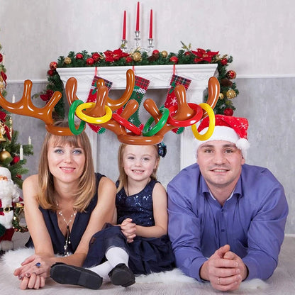 1/3/5set Christmas Game Inflatable Reindeer Antler Hat Ring Toss Kids Gift Reindeer Antler Hat Headband New Year Christmas Decor Good Vibrations