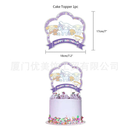 Cinnamoroll Theme Party Supplies Kids Birthday Christmas Decorations Gift Bag Ballons Banner Cake Topper Tableware Accessories Good Vibrations