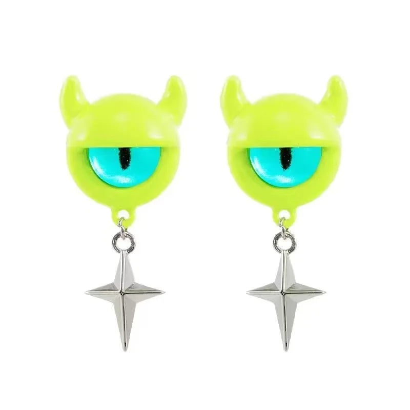Kiss Jewelry Halloween Little Monster Wing Bat Eye Stud Earrings Women Cute Animal Eye Punk Earring Girls Y2K Brincos Party Gift Good Vibrations