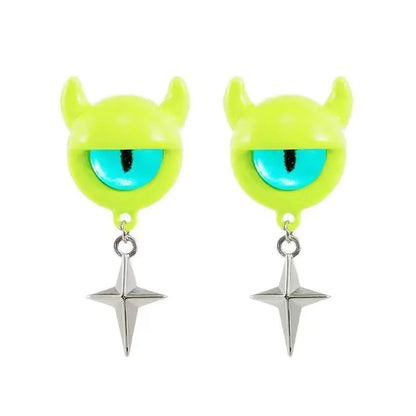 Kiss Jewelry Halloween Little Monster Wing Bat Eye Stud Earrings Women Cute Animal Eye Punk Earring Girls Y2K Brincos Party Gift Good Vibrations