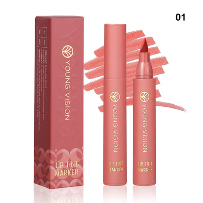 Lip Tint Pen, 6 Colors Available, Matte Water Lipstick, Non-Stick Cup, Long-Lasting, Smooth Lip Liner and Lip Stain Combo Good Vibrations