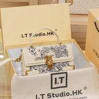 Women's handbag, handbag, women's 2024 new high-end texture summer designer single shoulder crossbody embroidered square bag Good Vibrations