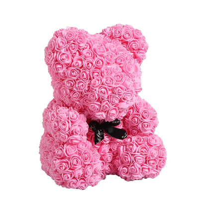 Rose Bear NEW Valentines Day Gifts 25cm Flower Bears Artificial Floral Decorations Mother' DAY Gift For Girlfriend Festival And Good Vibrations