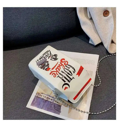 Printed Graffiti Small Square Bag Fashion Cool Crossbody Bag Funny Box Shoulder Bag For Girls Good Vibrations