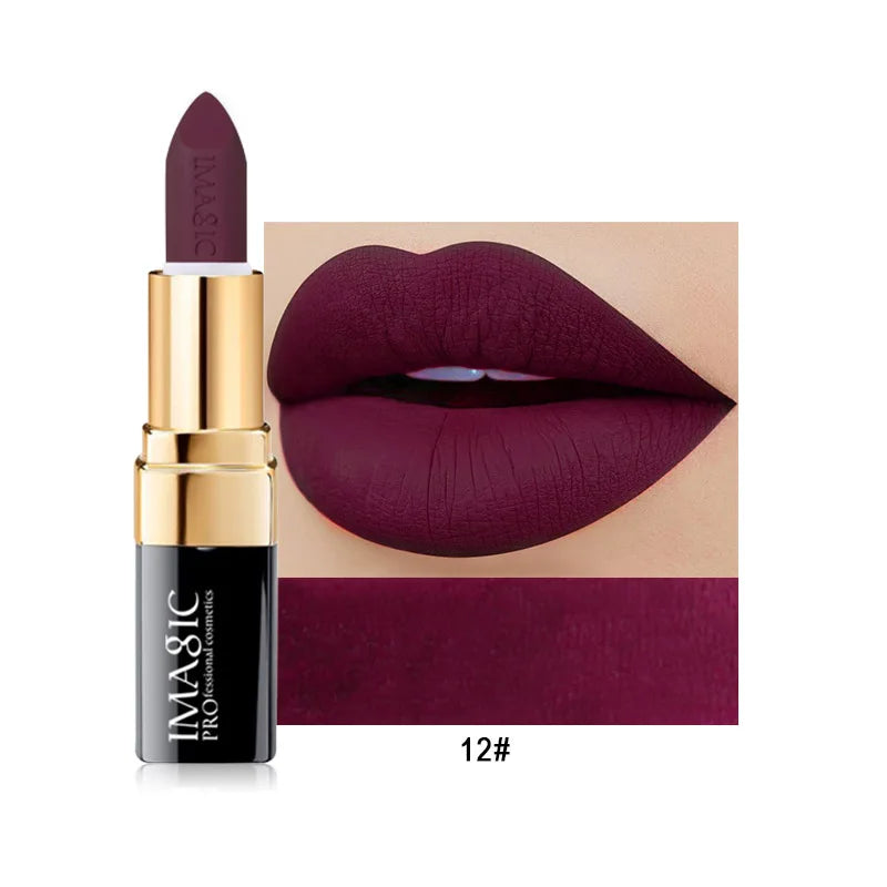 IMAGIC Lipstick Moisturizer Lips Smooth Lip Stick Long Lasting Charming Lip Lipstick Cosmetic Beauty Makeup 12 Colors Good Vibrations