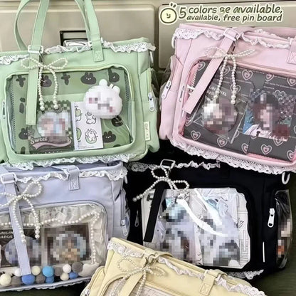 Large Capacity Ita Bag Anime Two-dimension Lolita Tote Bag Clear Window Crossbody Shoulder Bag Handbag Gift For Friends Good Vibrations