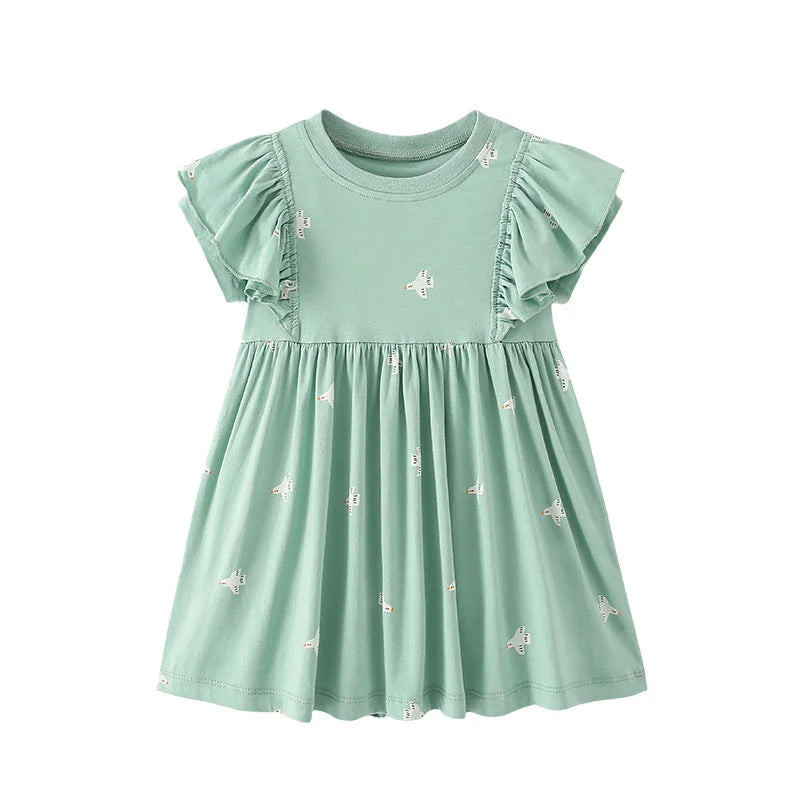 Jumping Meters 2-7T Summer Princess Girls Dresses Short Sleeve Animals Bunny Children's Clothing Hot Selling Toddler Kids Frocks Good Vibrations