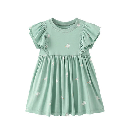Jumping Meters 2-7T Summer Princess Girls Dresses Short Sleeve Animals Bunny Children's Clothing Hot Selling Toddler Kids Frocks Good Vibrations