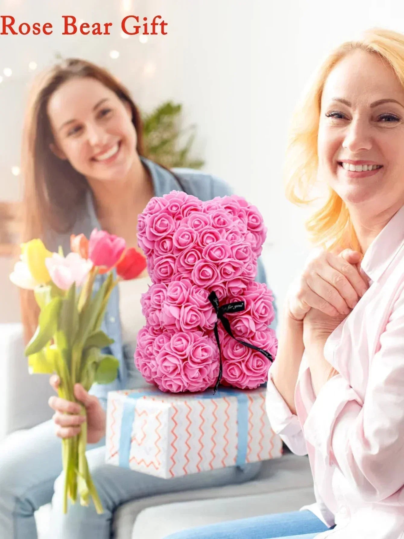 Rose Teddy Bear Artificial Flower Anniversary Valentines Day Birthday Gift Mothers Day Mom Gifts Girlfriend Birthday Gifts Women Good Vibrations