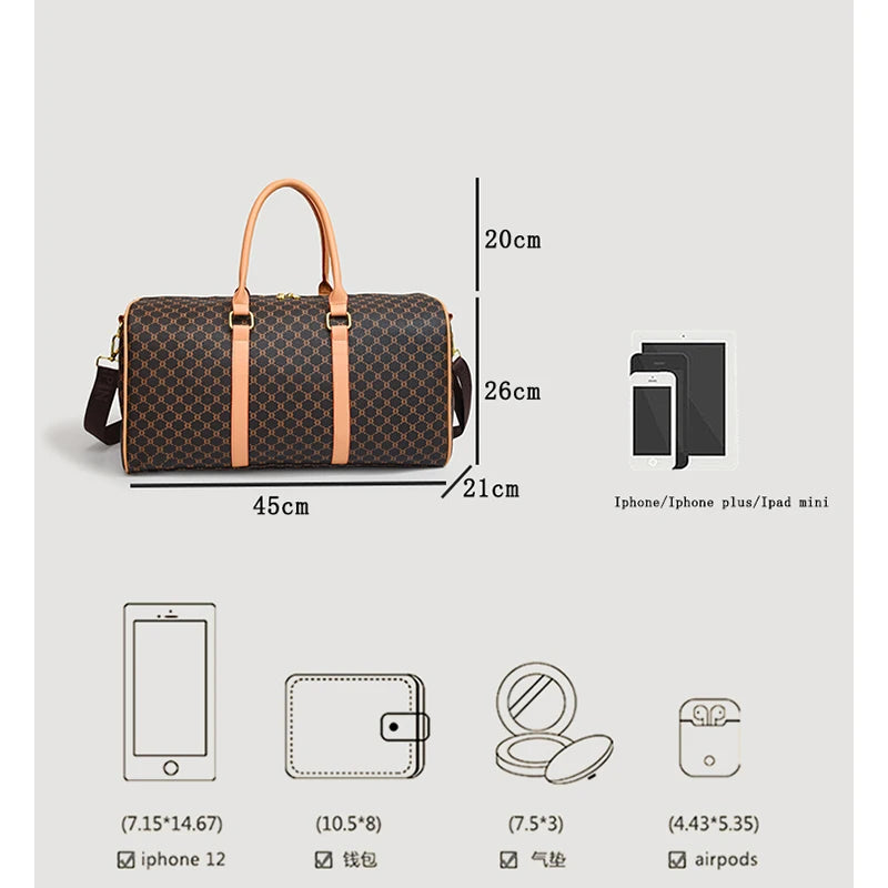 Women's Classic Boston Handbag Large Capacity Elegant Travel Duffle Bags for Women Weekend Luggage Travel Shoulder Bag Good Vibrations
