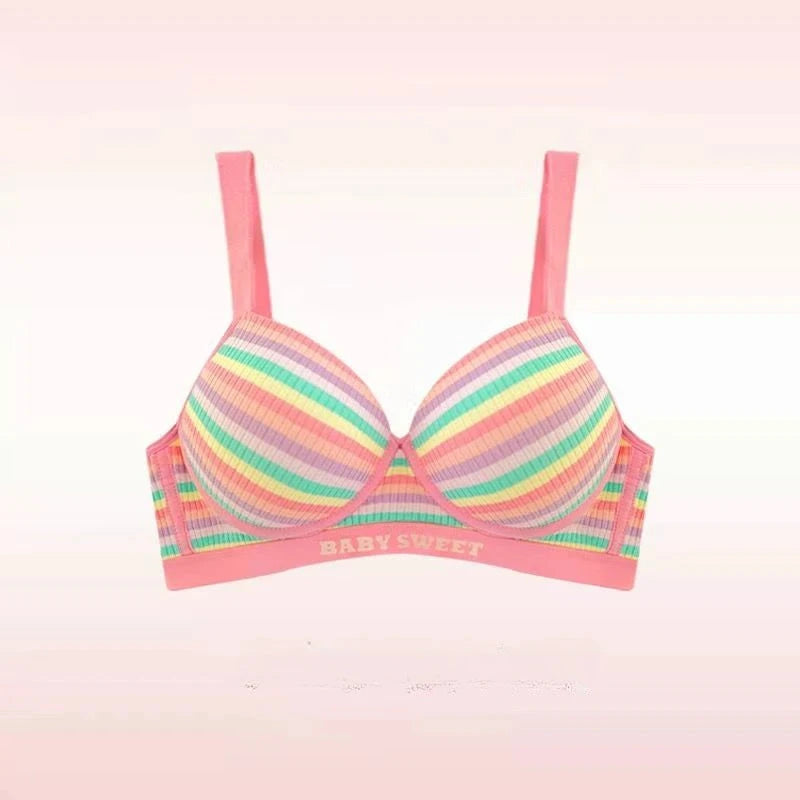 Sexy Bra for Women Tops Dopamine Rainbow Girl Seamless Bra Steel Ring Free Underwear Lingerie Bralette Good Vibrations