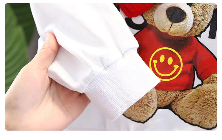Baby Clothes 2025 New Children's Little Bear Long Sleeve Set Boys and Girls' Letter Sweater Pants Two Piece Set Simple Sportswea Good Vibrations