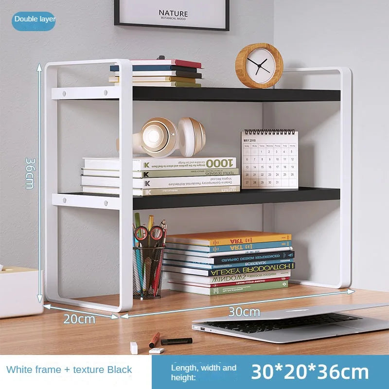 Shelf Desktop Storage  Bookshelf Student Desk Shelves Racks Office Computer Desk Tiered Cabinet Home Storage Holders Organizer Good Vibrations