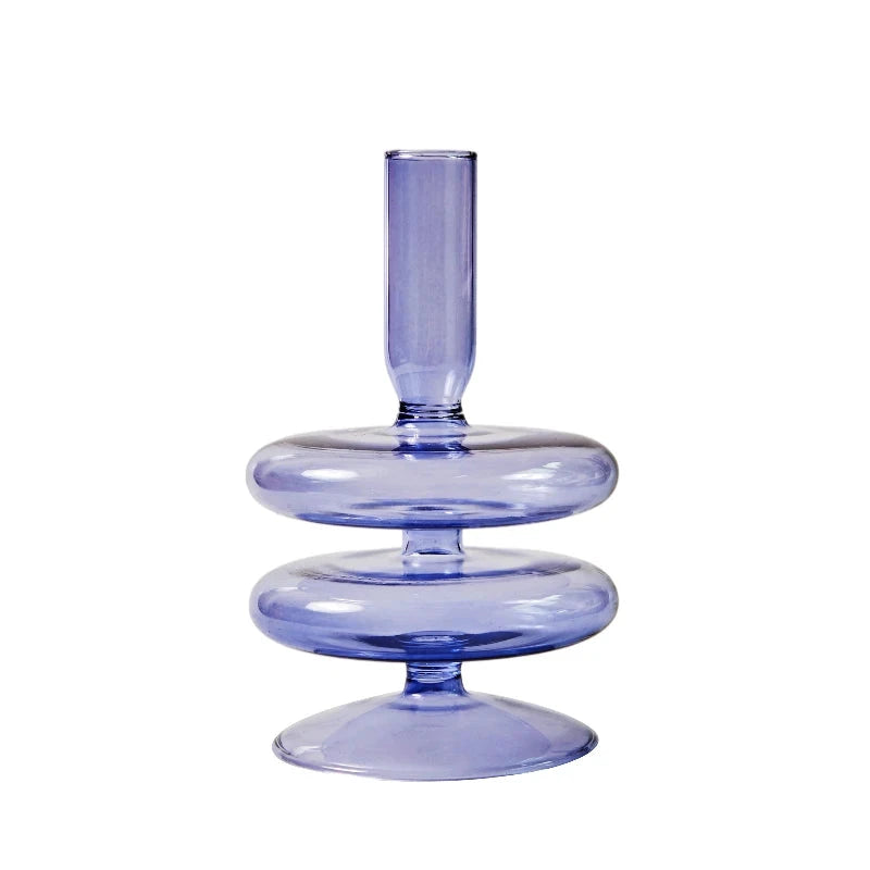 Floriddle Taper Candle Holders Glass Candlesticks for Home Wedding Table Decoration Glass Vase Table Bookshelf Candles Stand Good Vibrations