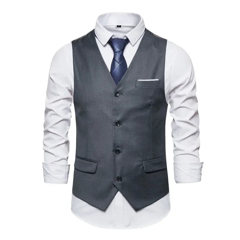 Blue Suit Vest, Men's Business Sleeveless Vests Jacket, Asian size S-6XL, Wedding Party Waistcoat, Red Purple Black Gray Good Vibrations