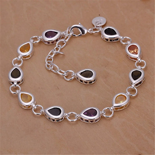 Wholesale 925 Sterling silver Noble charm Bracelets Zircon chain crystal Jewelry fashion for women wedding lady cute Good Vibrations