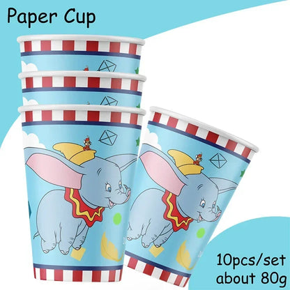 Dumbo Cute Birthday Party Decorations Tableware Kids  Cups Plates Tablewares Set Baby Shower Party Supplies for Children's Day Good Vibrations