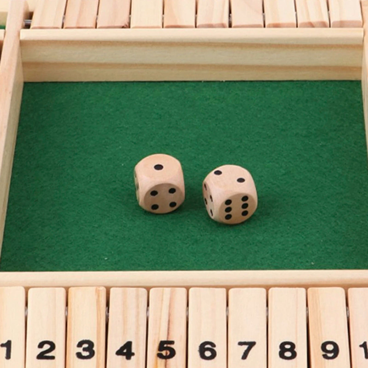 Shut The Box Dice Board Game 2-4 Players Wooden Table Game Amusing Game with 1-10 Numbers Travel Games Good Vibrations