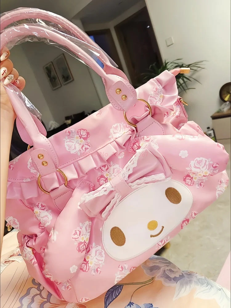 Sanrio Cute My Melody Shoulder Bag Large Capacity Travel Handheld Portable Casual Commuter Crossbody Bag Anime Surrounding Girls Good Vibrations