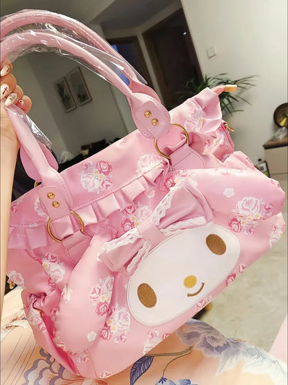 Sanrio Cute My Melody Shoulder Bag Large Capacity Travel Handheld Portable Casual Commuter Crossbody Bag Anime Surrounding Girls Good Vibrations