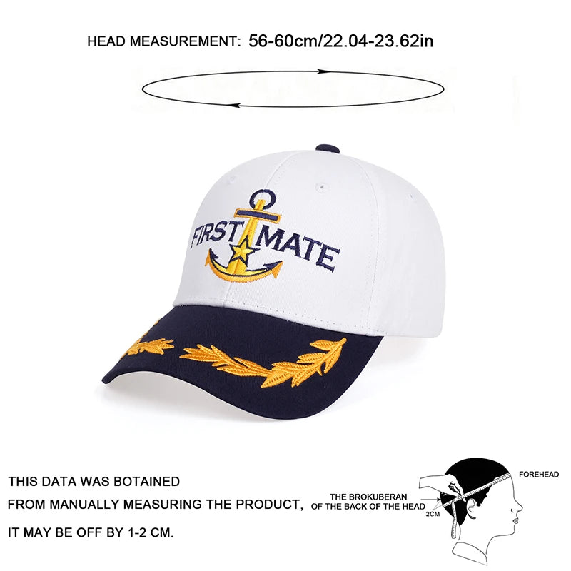 Unisex CAPTAIN/FIRST MATE Embroidery Baseball Caps Spring And Autumn Outdoor Adjustable Casual Hats Sunscreen Hat Good Vibrations
