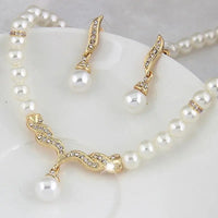 Creative Gold Color Necklace + 1 Pair Earrings Wedding Bridal Pearl Jewelry Set For Women Lady Female Good Vibrations Adult Super Store