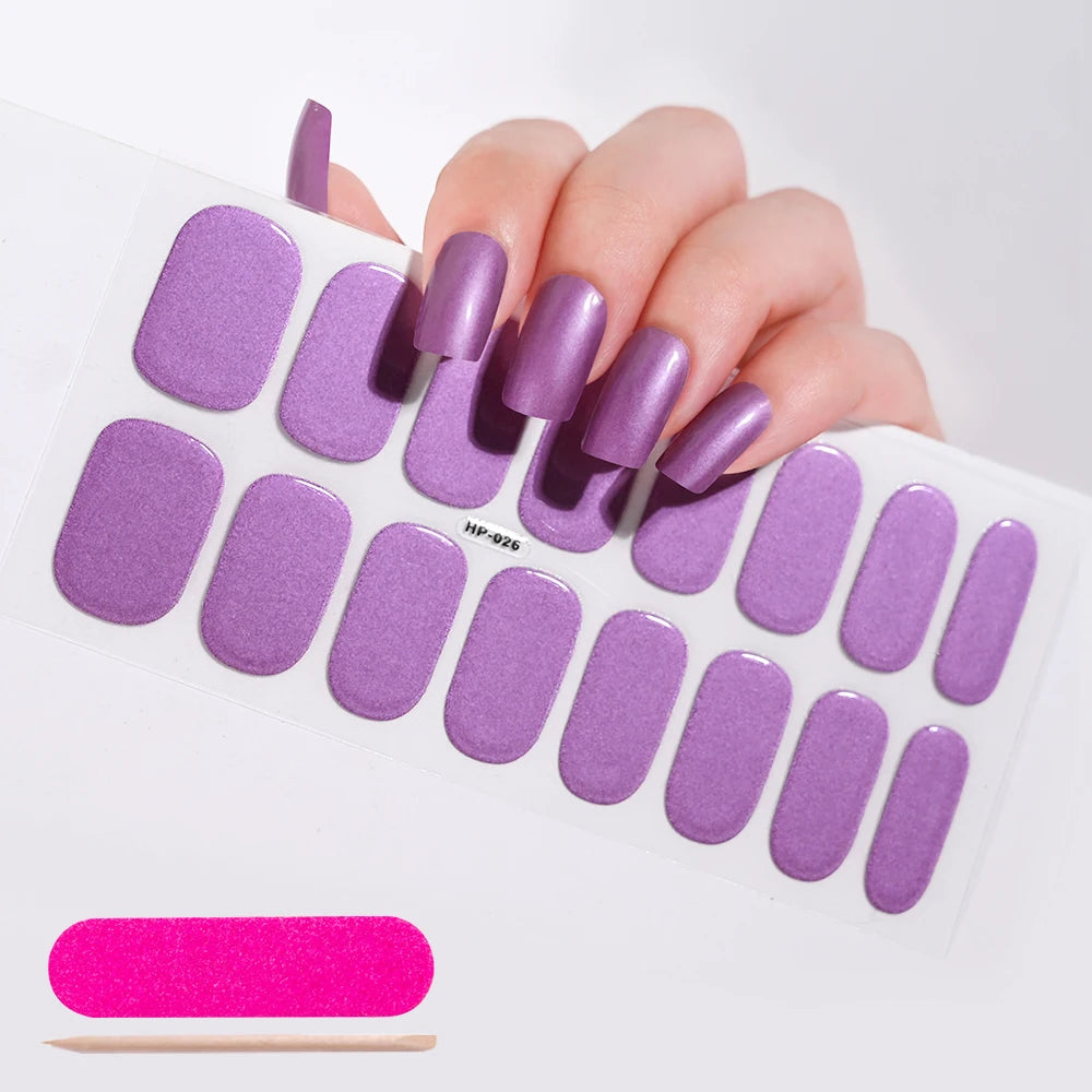 UV Semi-Cured Gel Nail Wraps Stickers Strips French Long Lasting Full Cover LED Gel Semi Cured Nail Sliders For Nail Extension & Good Vibrations