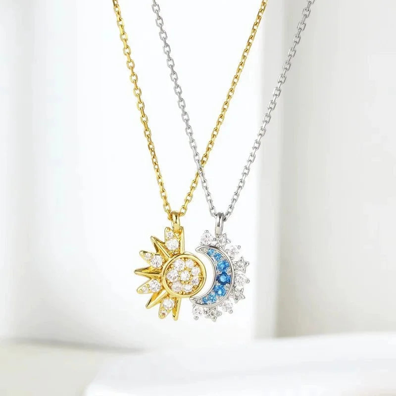 New Stainless Steel Magnetic Sun Moon Couple Necklace Fashion Chain for Men and Women Good Friend Gifts Trend Jewelry Good Vibrations