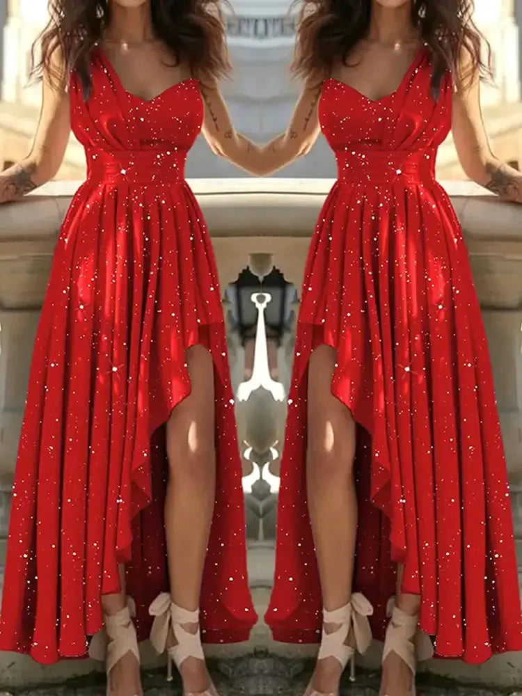 Women Evening Dresses Sexy Elegant Red Cocktail Party Chic Gala Graduation Luxury Formal Occasion Bridesmaid Gown Dress Clothes Good Vibrations