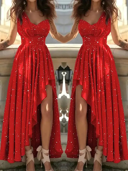 Women Evening Dresses Sexy Elegant Red Cocktail Party Chic Gala Graduation Luxury Formal Occasion Bridesmaid Gown Dress Clothes Good Vibrations