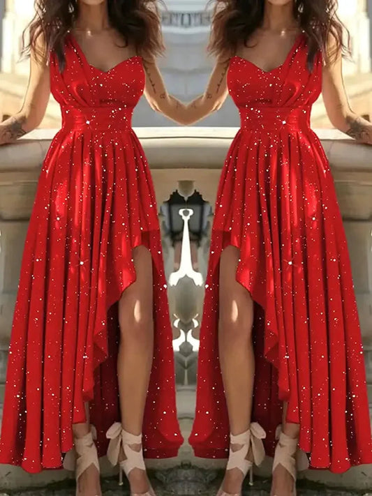 Women Evening Dresses Sexy Elegant Red Cocktail Party Chic Gala Graduation Luxury Formal Occasion Bridesmaid Gown Dress Clothes Good Vibrations