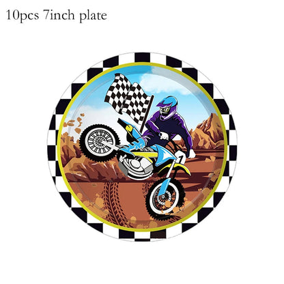 Dirt Bike Party Decor Motorcycle Banners Balloons Tableware Motocross Paper Cups Plates Napkins Motorcycle Theme Party Supplies Good Vibrations
