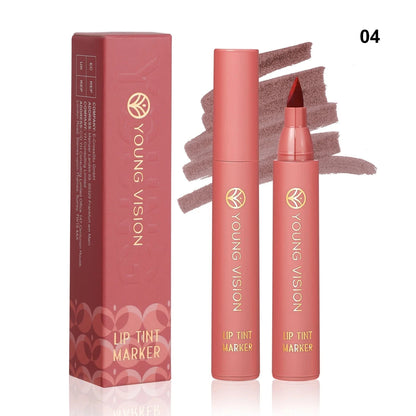 Lip Tint Pen, 6 Colors Available, Matte Water Lipstick, Non-Stick Cup, Long-Lasting, Smooth Lip Liner and Lip Stain Combo Good Vibrations