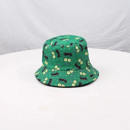 New Bucket Hat Hip Hop Men Cartoon Print Fisherman Caps Streetwear Double-sided Hats For Women Beach Cap Unisex Panama Hat Good Vibrations