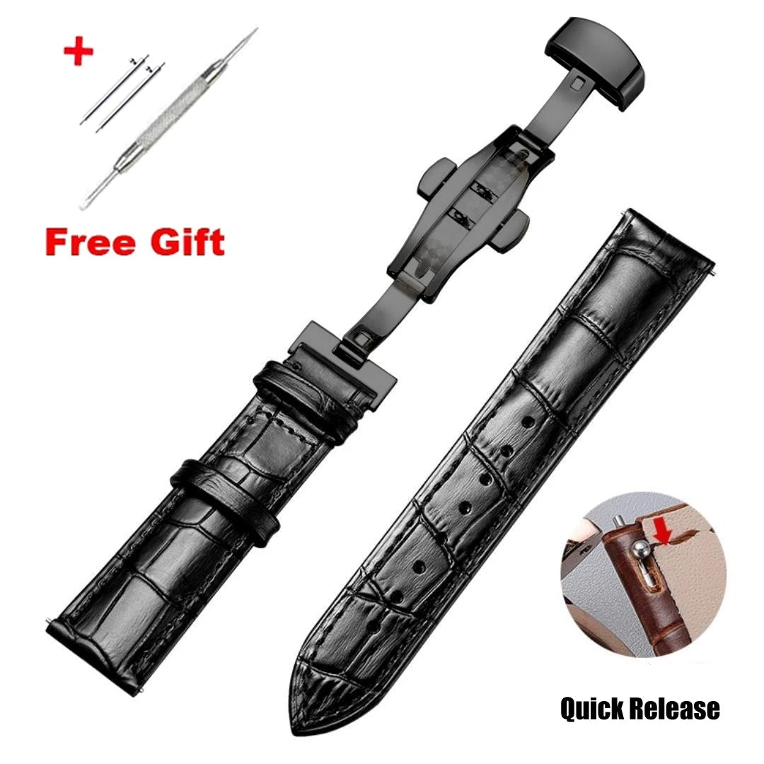 Quick Release *Real Animal Skin* Leather Watch strap13mm 12mm  15mm 17mm 19mm 21m 23mm 24mm 14mm 16mm 18mm 20mm Good Vibrations